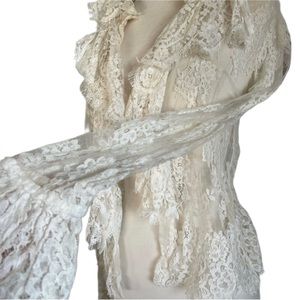Zimmerman designer sheer lace gunne Sax style white cardigan jacket Sz 0